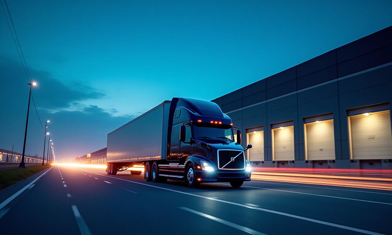 Logistics center at dusk